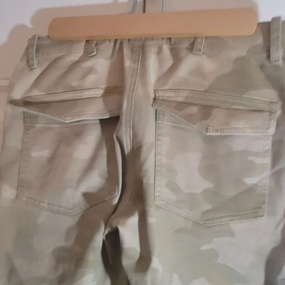 NILI Lotan Jenna Pants Sz2 Brown Camo Trousers Cotton khaki Stretch NWOT Raw Hem - Picture 5 of 9